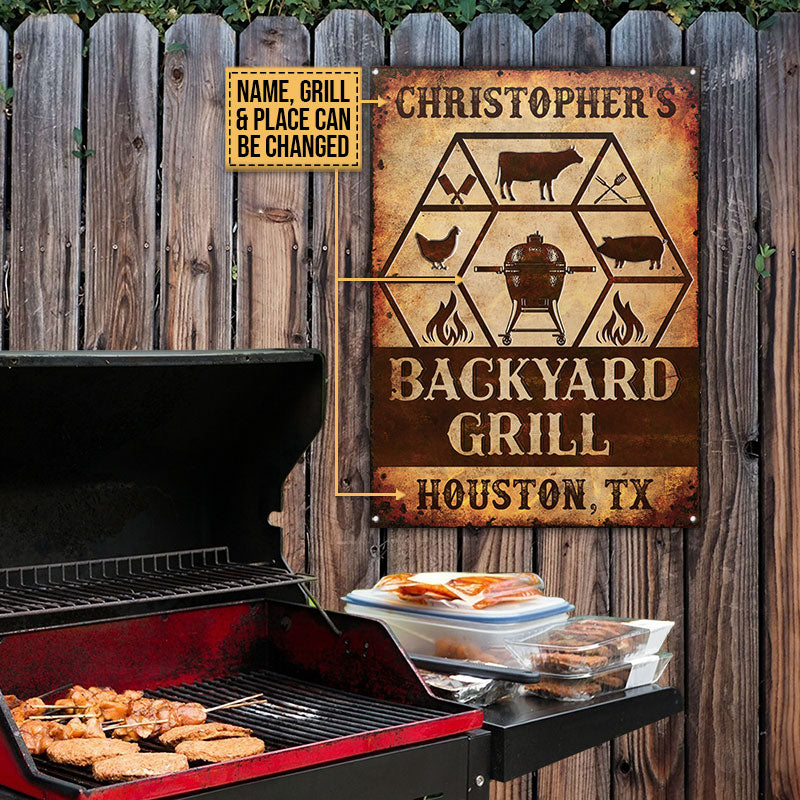 Personalized Grilling Backyard Grill Custom Classic Metal Signs