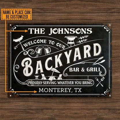 Personalized Grilling Backyard Whatever You Bring Black Custom Classic Metal Signs