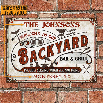Personalized Grilling Backyard Whatever You Bring Custom Classic Metal Signs