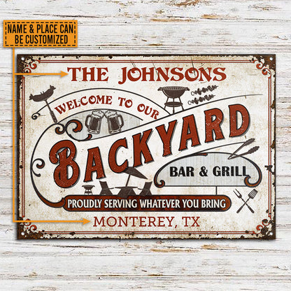 Personalized Grilling Backyard Whatever You Bring Custom Classic Metal Signs