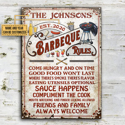 Personalized Grilling Barbeque Rules Custom Classic Metal Signs