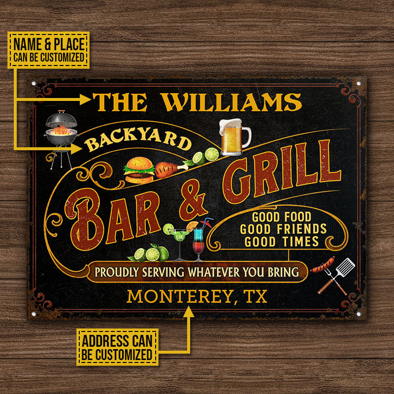 Personalized Grilling Black Good Food Good Friends Custom Classic Metal Signs
