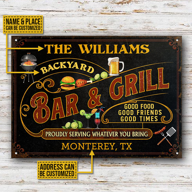 Personalized Grilling Black Good Food Good Friends Custom Classic Metal Signs