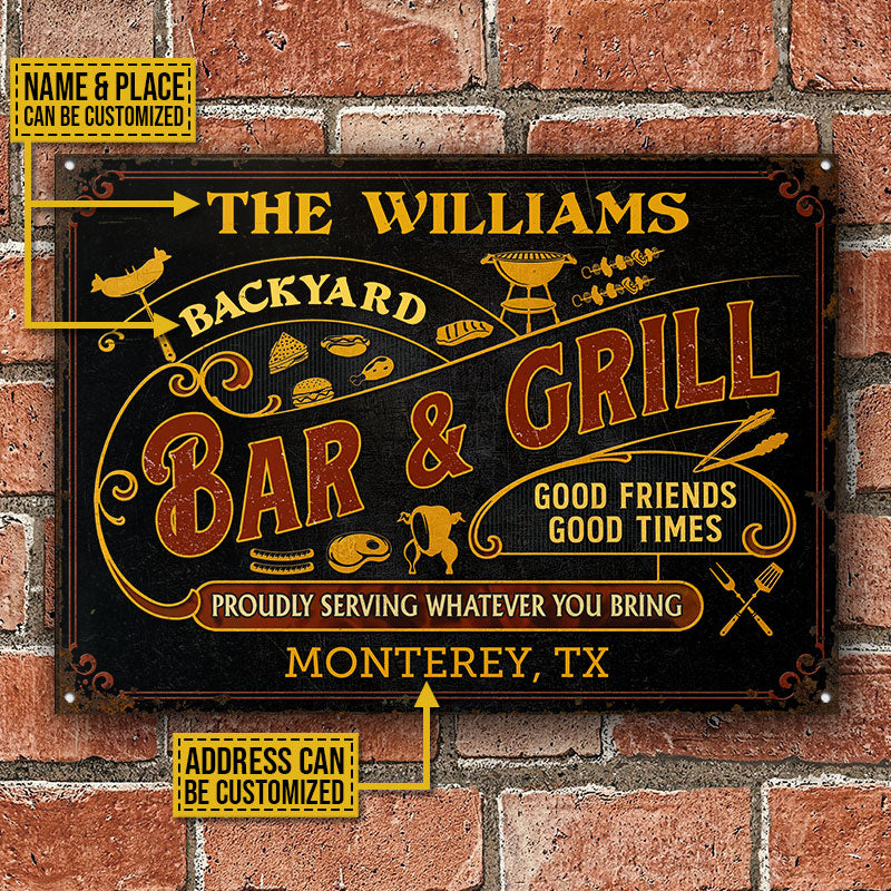 Personalized Grilling Black Proudly Serving Custom Classic Metal Signs