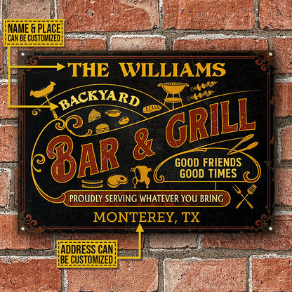 Personalized Grilling Black Proudly Serving Custom Classic Metal Signs