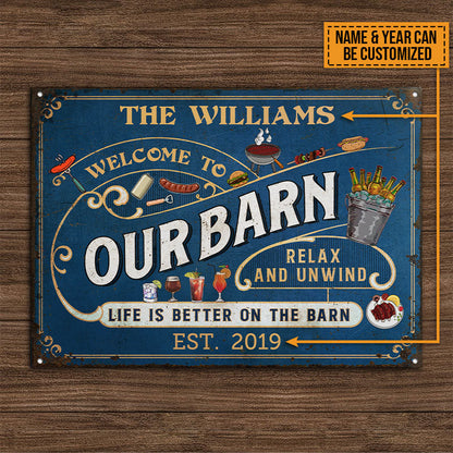Personalized Grilling Farm Relax And Unwind Custom Classic Metal Sign