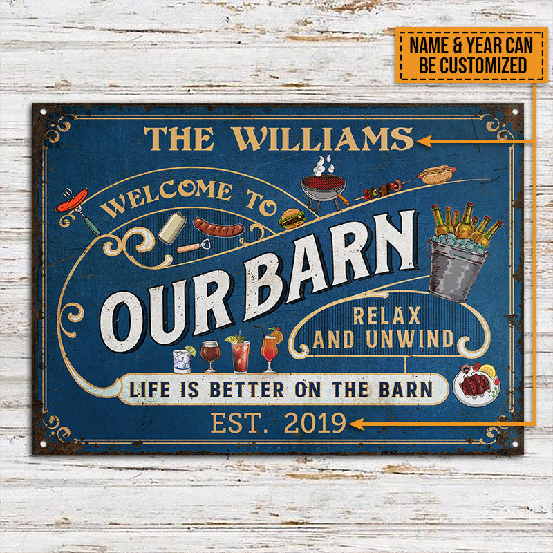 Personalized Grilling Farm Relax And Unwind Custom Classic Metal Sign