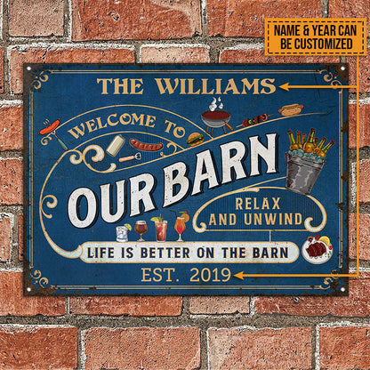 Personalized Grilling Farm Relax And Unwind Custom Classic Metal Sign