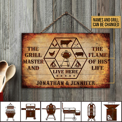 Personalized Grilling Grill Master Best Flame Custom Wood Rectangle Sign
