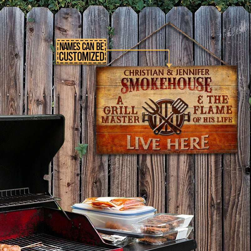 Personalized Grilling Grill Master Customized Wood Rectangle Sign
