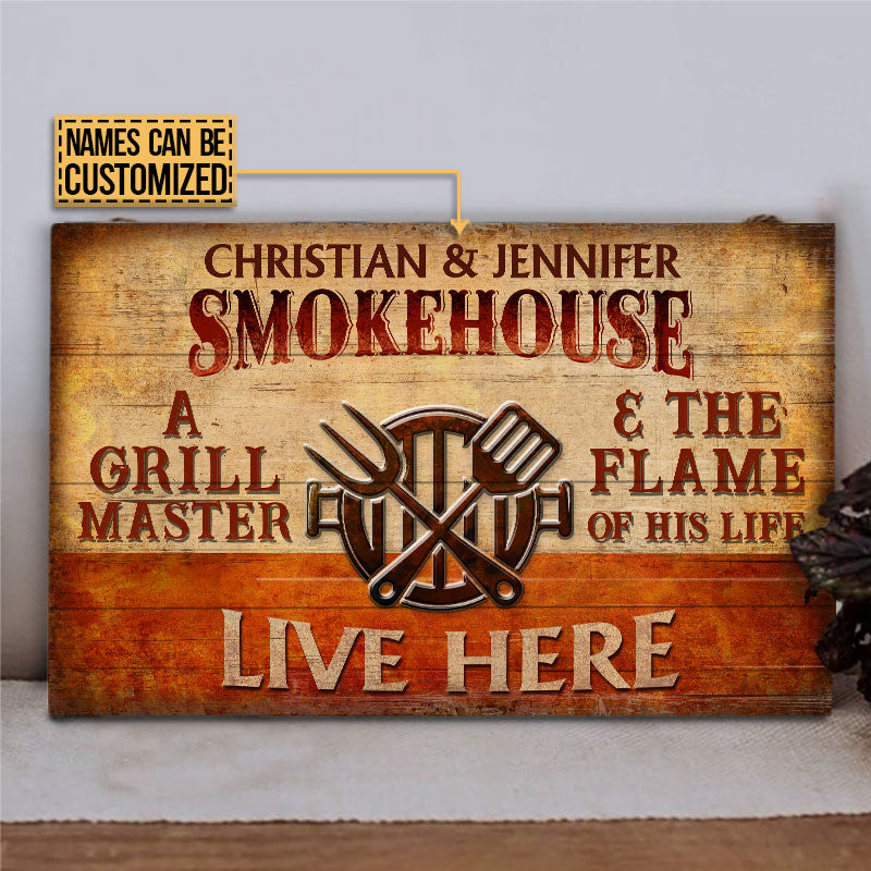 Personalized Grilling Grill Master Customized Wood Rectangle Sign