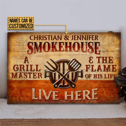 Personalized Grilling Grill Master Customized Wood Rectangle Sign