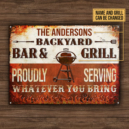 Personalized Grilling Proudly Serving Custom Classic Metal Signs