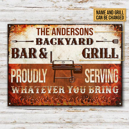 Personalized Grilling Proudly Serving Custom Classic Metal Signs