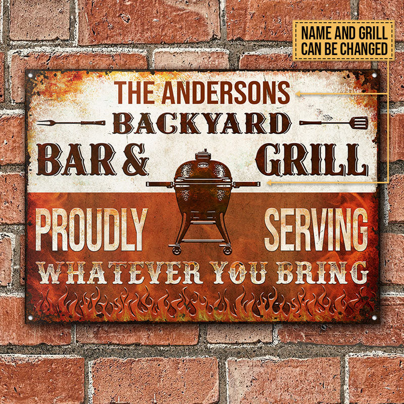 Personalized Grilling Proudly Serving Custom Classic Metal Signs