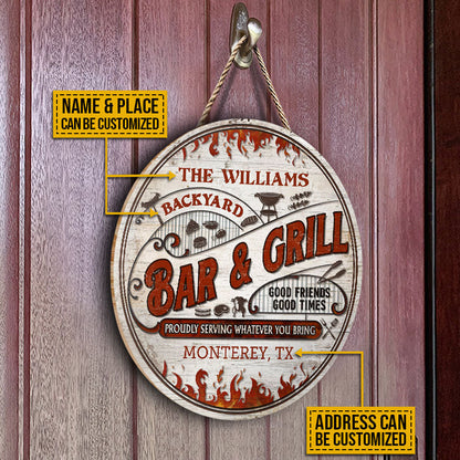 Personalized Grilling Proudly Serving Customized Wood Circle Sign