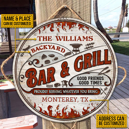 Personalized Grilling Proudly Serving Customized Wood Circle Sign
