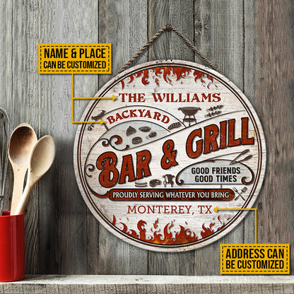 Personalized Grilling Proudly Serving Customized Wood Circle Sign