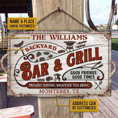 Personalized Grilling Proudly Serving Customized Wood Rectangle Sign