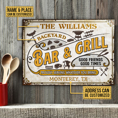 Personalized Grilling Proudly Serving Color Customized Classic Metal Signs