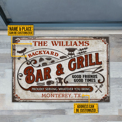 Personalized Grilling Proudly Serving You Bring Custom Doormat