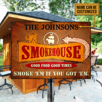 Personalized Grilling Smoke House Custom Classic Metal Sign
