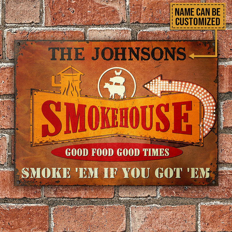 Personalized Grilling Smoke House Custom Classic Metal Sign