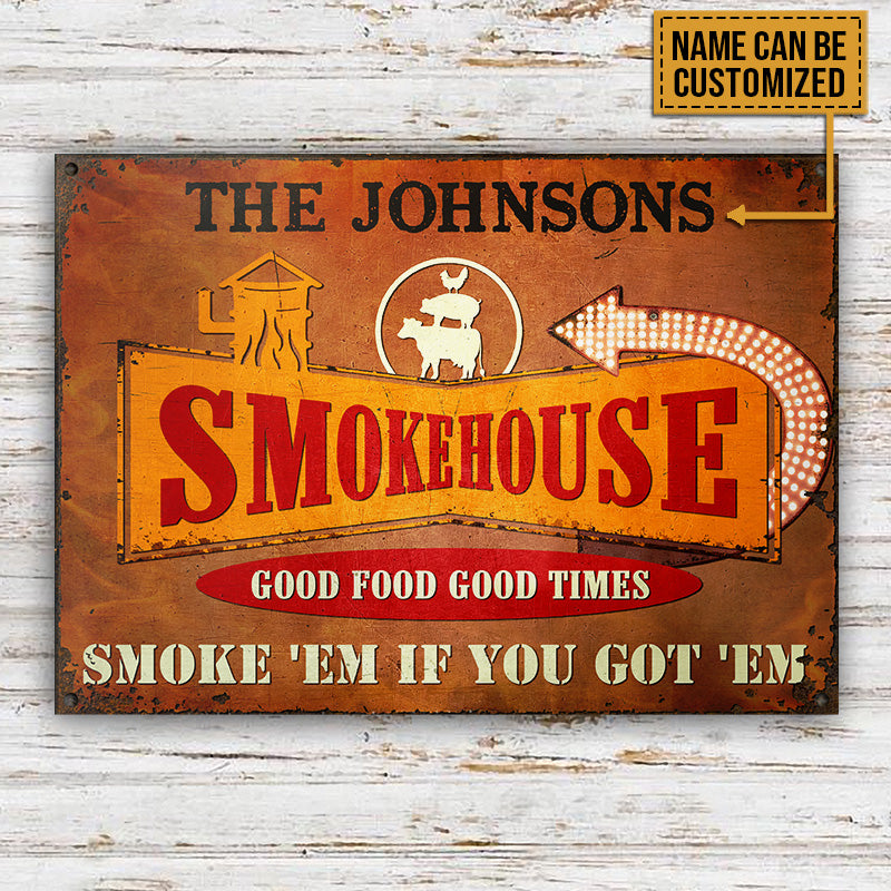Personalized Grilling Smoke House Custom Classic Metal Sign