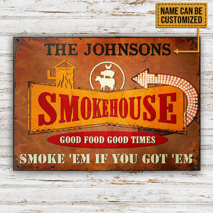 Personalized Grilling Smoke House Custom Classic Metal Sign