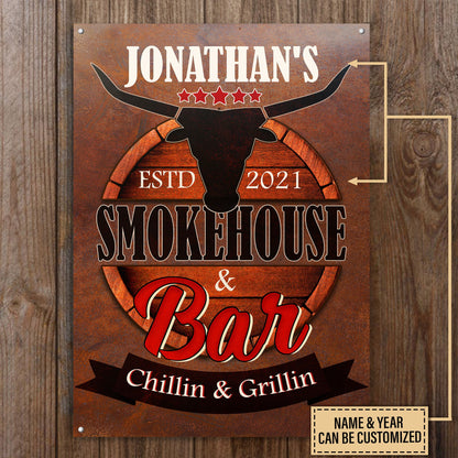 Personalized Grilling Smokehouse & Bar Chillin Customized Classic Metal Signs