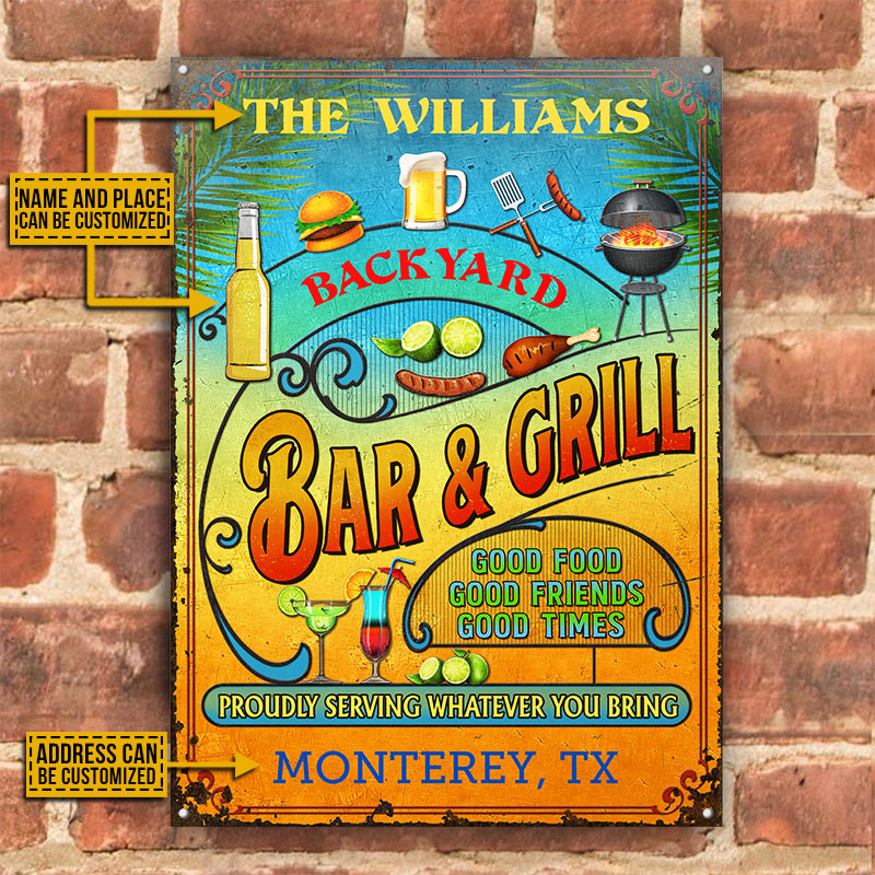 Personalized Grilling Summer Good Food Good Friends Custom Classic Metal Signs