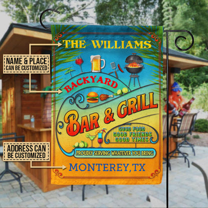 Personalized Grilling Summer Good Food Good Friends Custom Flag