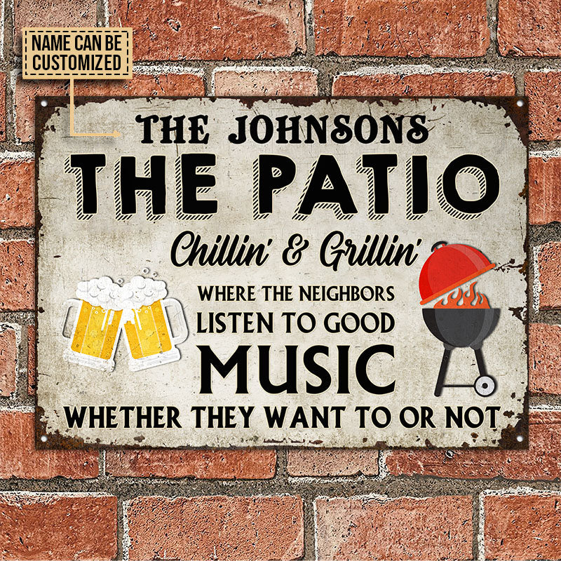 Personalized Grilling The Patio Chillin Grillin Custom Classic Metal Signs