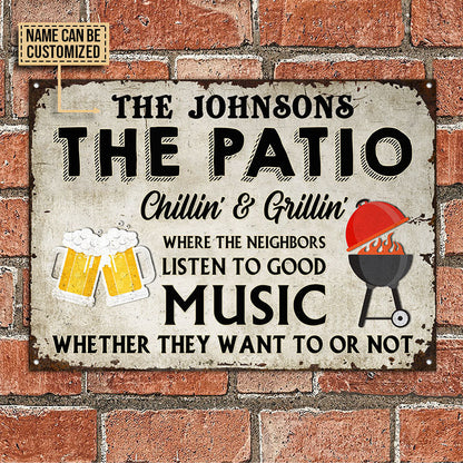 Personalized Grilling The Patio Chillin Grillin Custom Classic Metal Signs