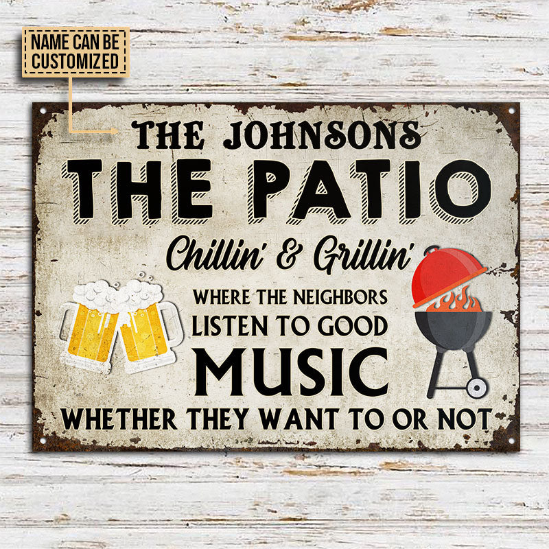 Personalized Grilling The Patio Chillin Grillin Custom Classic Metal Signs