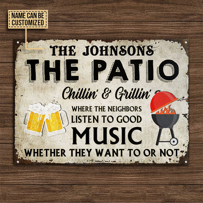 Personalized Grilling The Patio Chillin Grillin Custom Classic Metal Signs