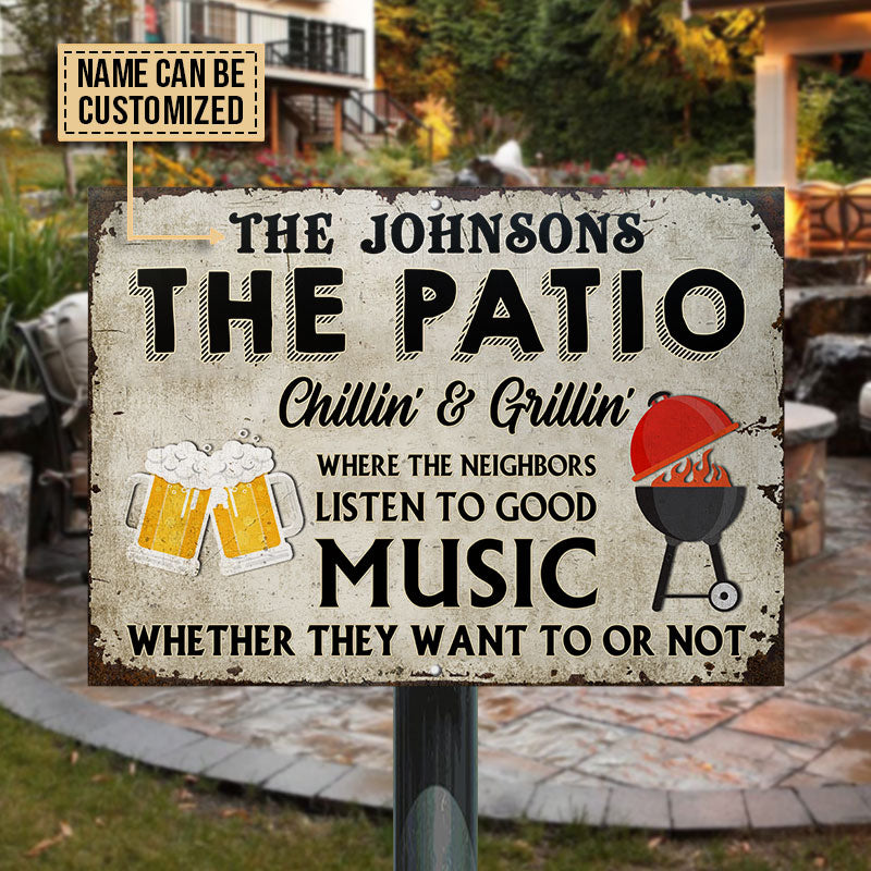 Personalized Grilling The Patio Chillin Grillin Custom Classic Metal Signs