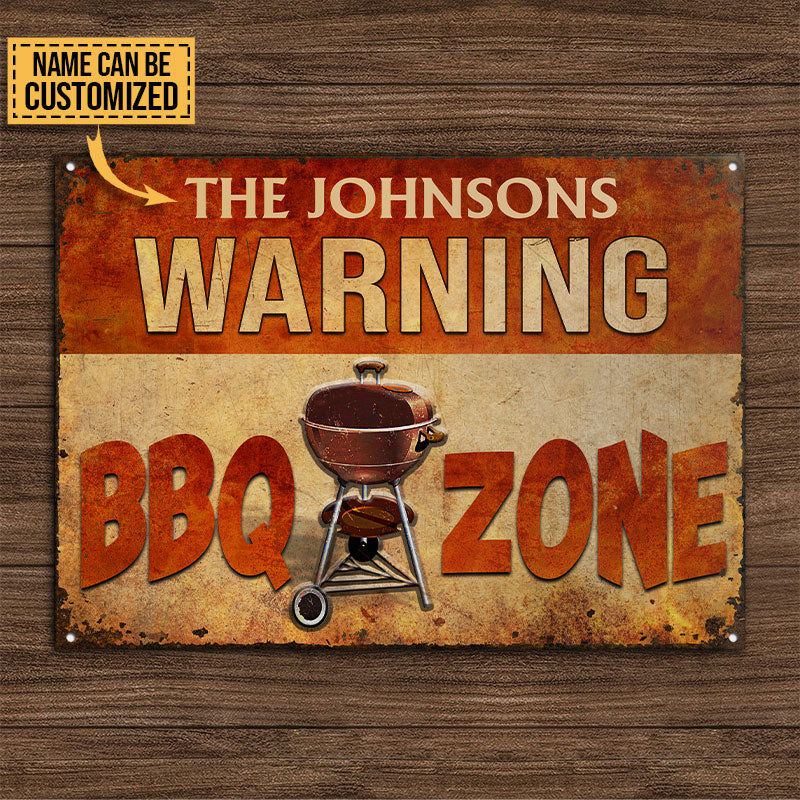 Personalized Grilling Warning BBQ Zone Custom Classic Metal Signs