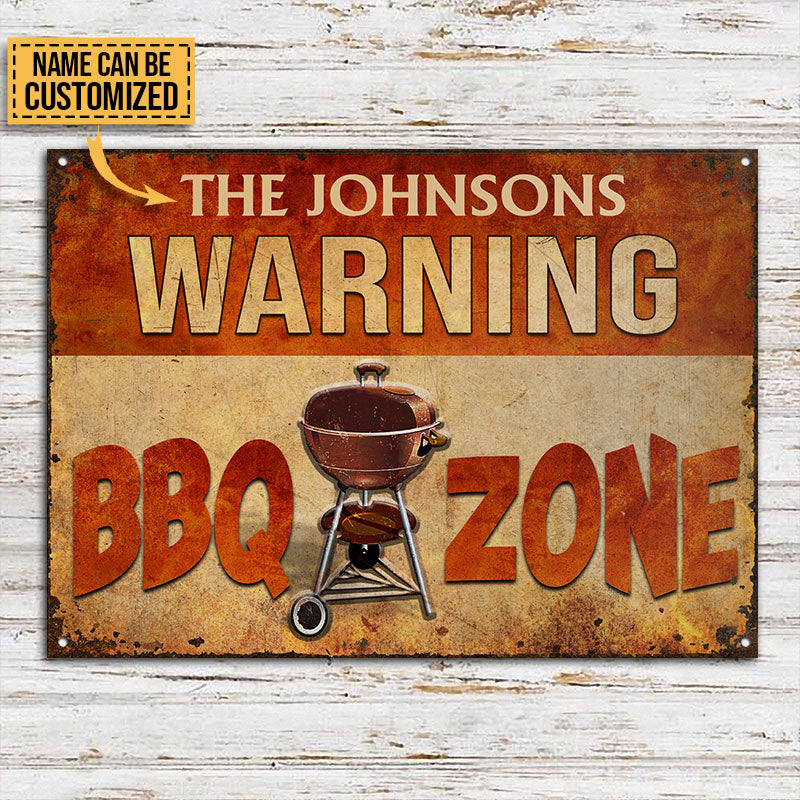 Personalized Grilling Warning BBQ Zone Custom Classic Metal Signs