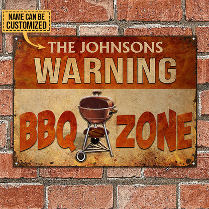 Personalized Grilling Warning BBQ Zone Custom Classic Metal Signs