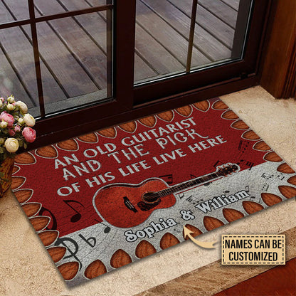 Personalized Guitar Live Here Customized Doormat