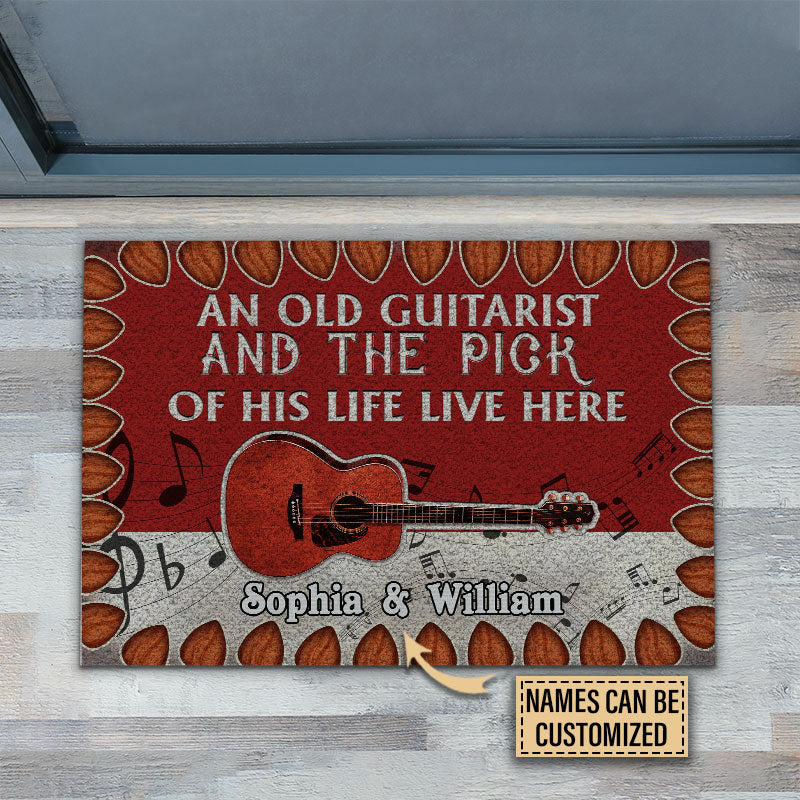 Personalized Guitar Live Here Customized Doormat