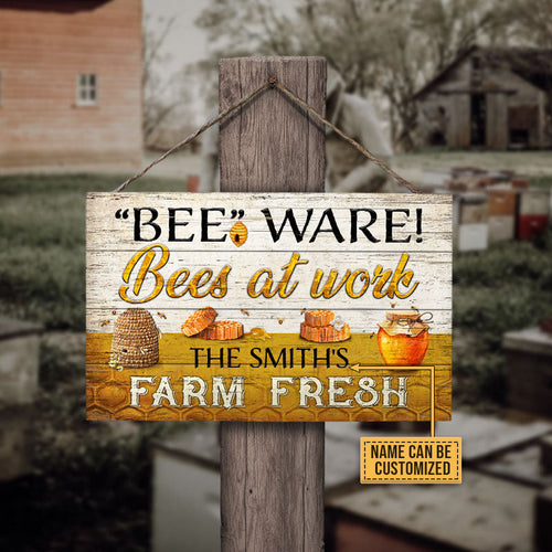 Personalized Honey Bee Bees At Work Custom Wood Rectangle Sign