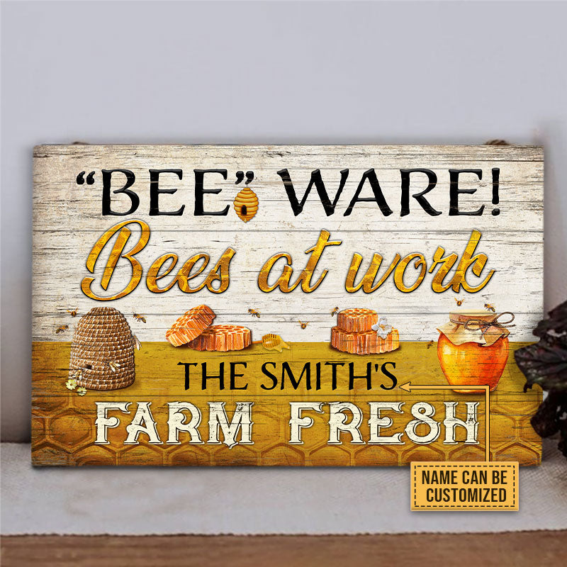 Personalized Honey Bee Bees At Work Custom Wood Rectangle Sign