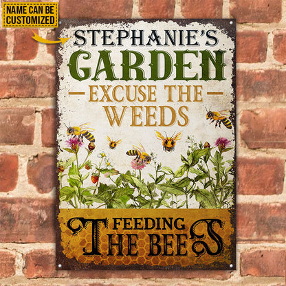 Personalized Honey Bee Excuse the Weeds Customized Classic Metal Signs