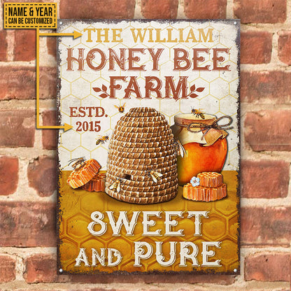 Personalized Honey Bee Farm Sweet Customized Classic Metal Signs
