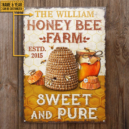Personalized Honey Bee Farm Sweet Customized Classic Metal Signs