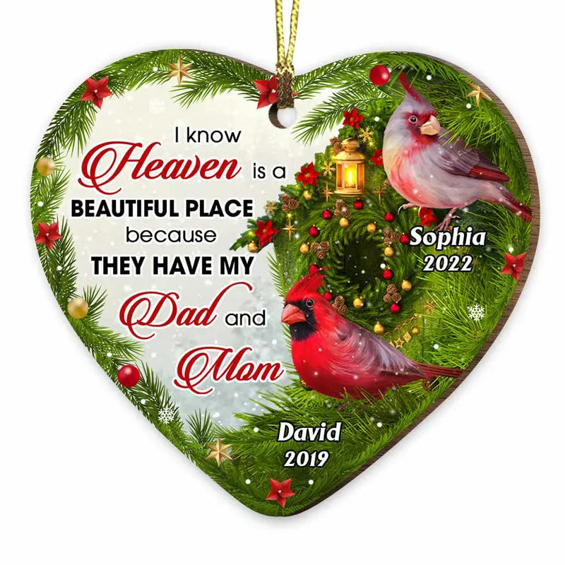 Personalized I Know Heaven Is A Beautiful Place For Loss Of Mom Dad Memorial Heart Ornament ornament The Next Custom Gift