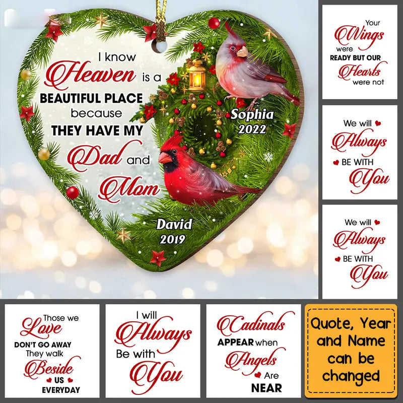 Personalized I Know Heaven Is A Beautiful Place For Loss Of Mom Dad Memorial Heart Ornament ornament The Next Custom Gift