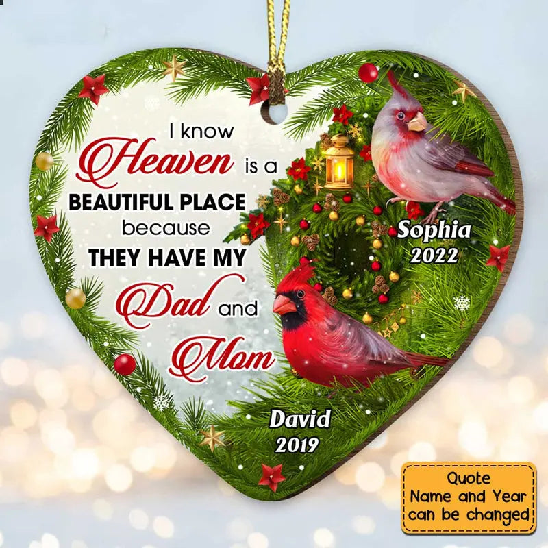 Personalized I Know Heaven Is A Beautiful Place For Loss Of Mom Dad Memorial Heart Ornament ornament The Next Custom Gift